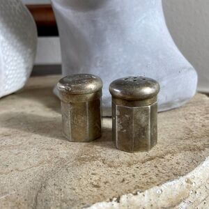 Vintage Sterling Silver Miniature Salt & Pepper Shakers Mini Tiny Small Antique